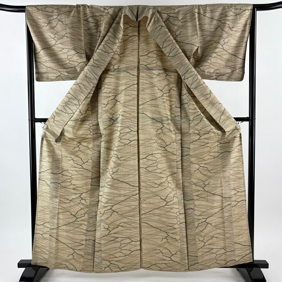 紬織 身長162.5cm 袖長65.5cm M 單層 枝 米色 純蠶絲 優品級
