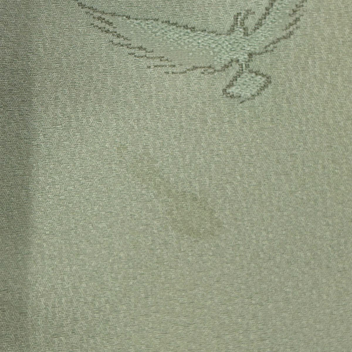 小紋 身長155cm 袖長63cm S 雙層 斉藤三才 落款あり 鳥 ぼかし 薄綠 純蠶絲 名品級