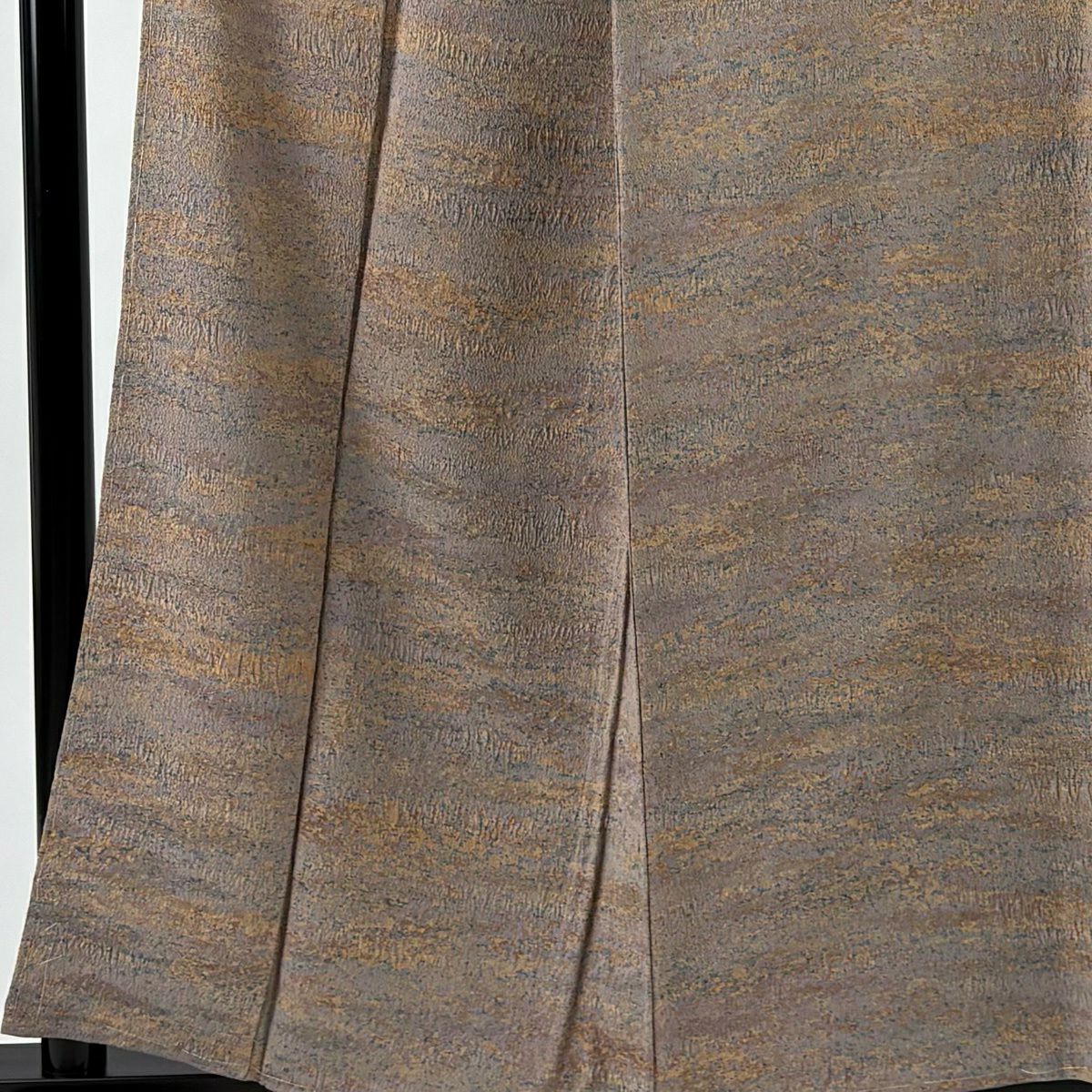 【美品】 小紋 身長157cm 袖長66cm M 雙層 幾何學 陶彩染 灰茶 純蠶絲 名品級