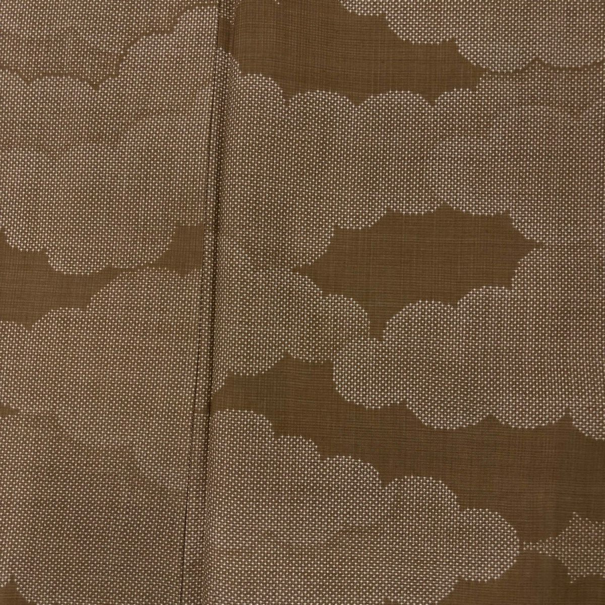 【美品】 大島紬織 身長159cm 袖長61cm S 雙層 草木泥染 證書あり 雲紋 茶 純蠶絲 名品級