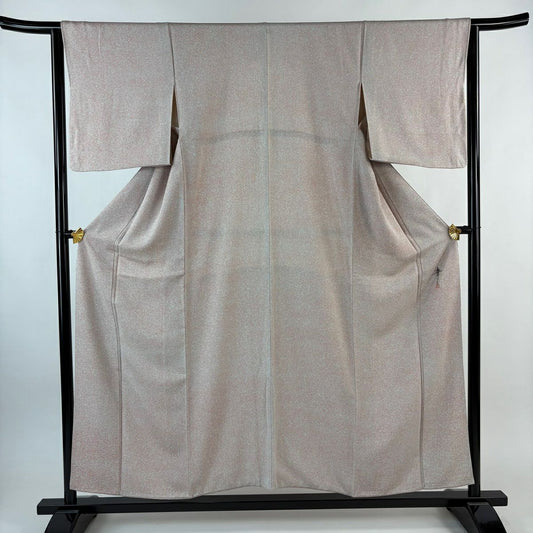 小紋 身長156cm 袖長64cm M 雙層 松樹井青青 落款あり 幾何學 淺粉色 純蠶絲 名品級 一つ紋