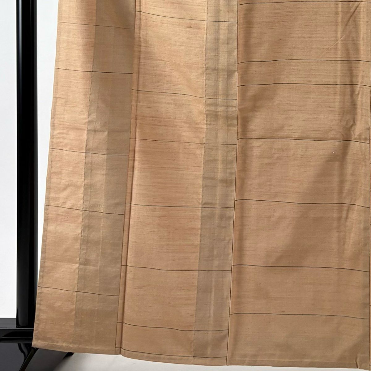 【美品】 紬織 身長164cm 袖長67.5cm M 單層 大和 條紋 淺茶 純蠶絲 名品級