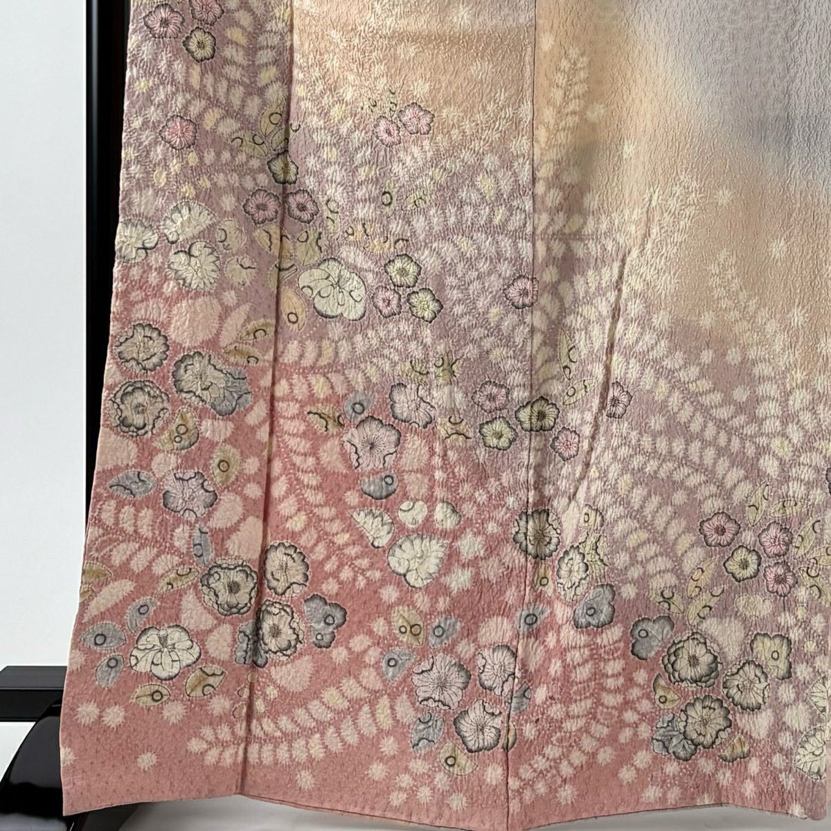 訪問服 身長167cm 袖長66.5cm M 雙層 落款有 辻花染 漸層 灰紫 純蠶絲 名品級