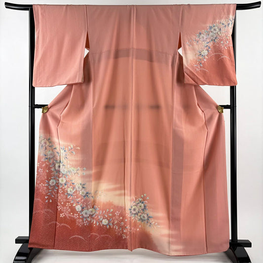 訪問服 身長164cm 袖長66cm M 雙層 辻花染 漸層 粉紅 純蠶絲 名品級