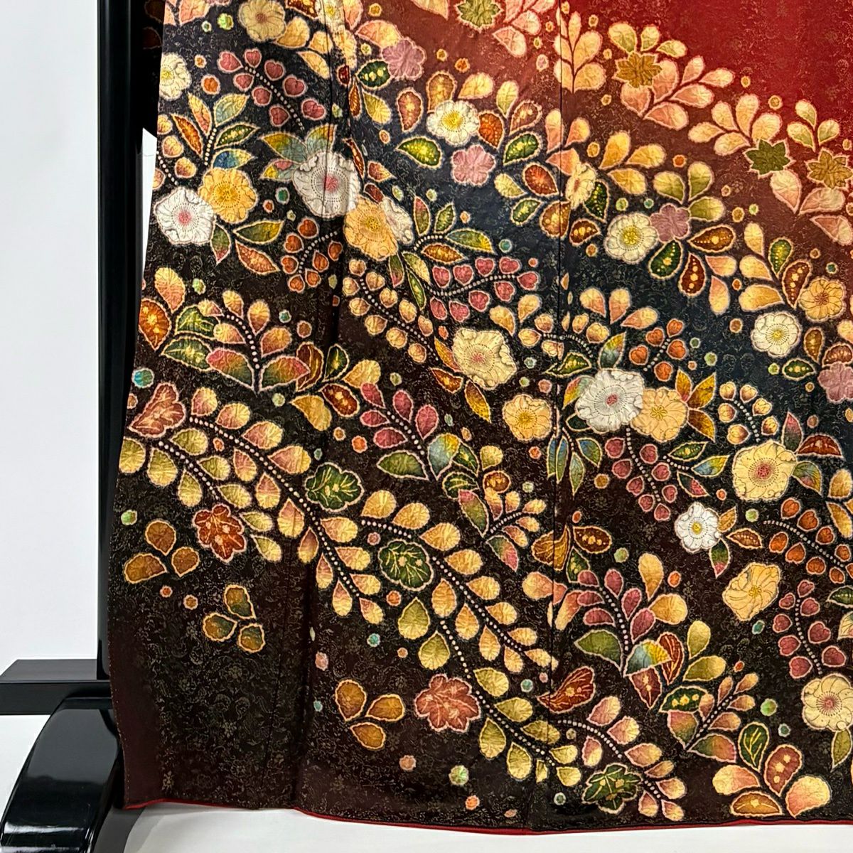 振袖禮服 身長167.5cm 袖長65.5cm M 雙層 翠山工房 落款あり 辻花染 金通し 漸層 紅茶 純蠶絲 逸品級
