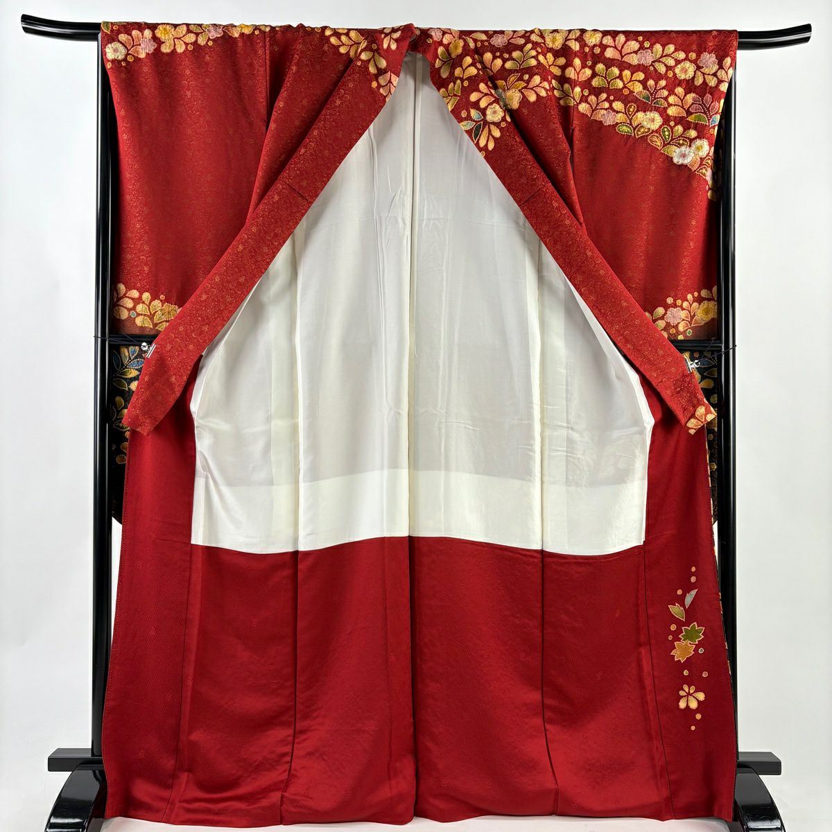 振袖禮服 身長167.5cm 袖長65.5cm M 雙層 翠山工房 落款あり 辻花染 金通し 漸層 紅茶 純蠶絲 逸品級
