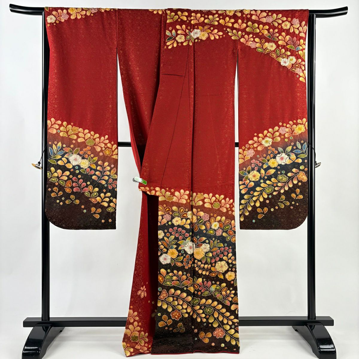 振袖禮服 身長167.5cm 袖長65.5cm M 雙層 翠山工房 落款あり 辻花染 金通し 漸層 紅茶 純蠶絲 逸品級