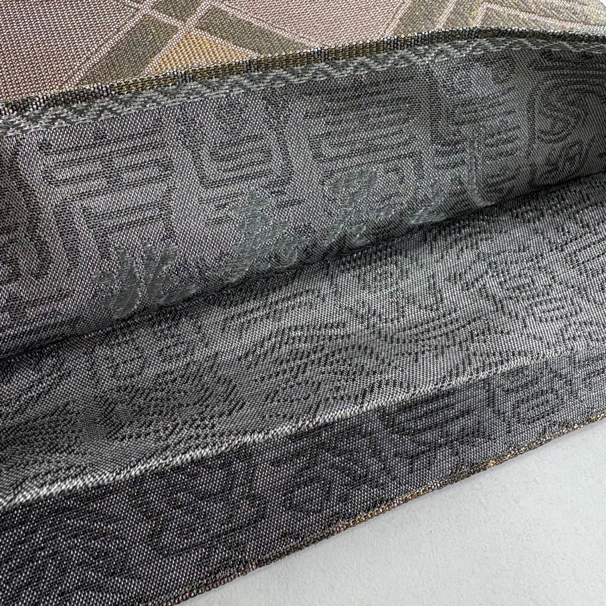 【美品】 袋帶 名品級 源氏香 有職紋樣 金銀彩 金金箔 灰 深藍 六通 純蠶絲