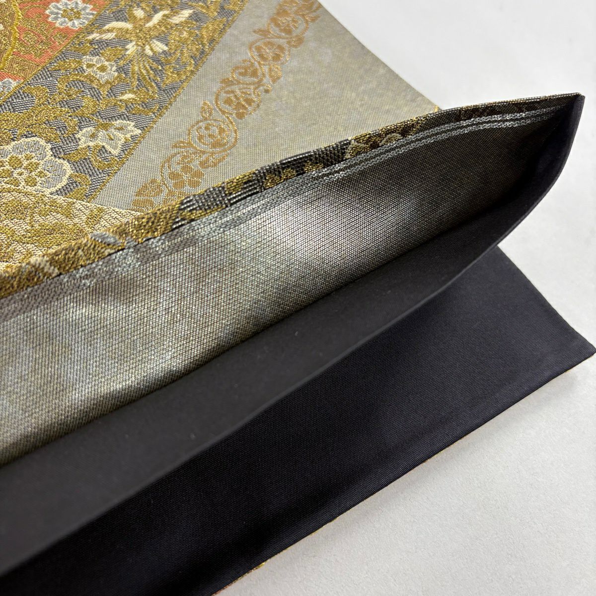 【美品】 袋帶 名品級 華紋 鳥 金銀彩 金色 六通 純蠶絲