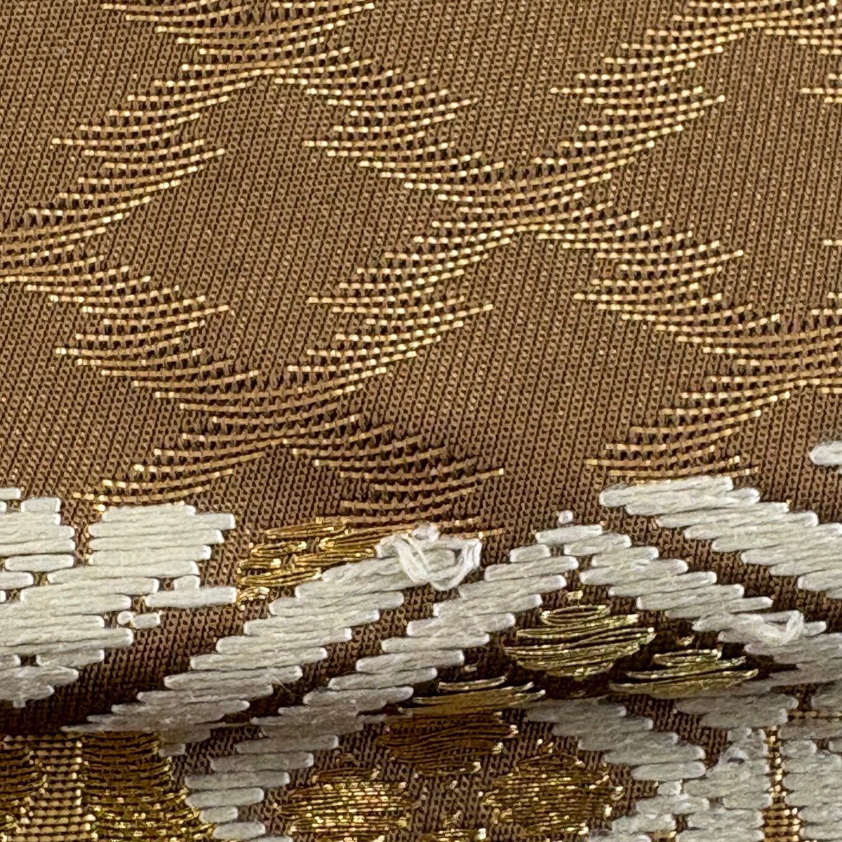 袋帶 名品級 川島織物 落款 有職文樣 ヱ霞 金絲 金金箔 茶 六通 純蠶絲