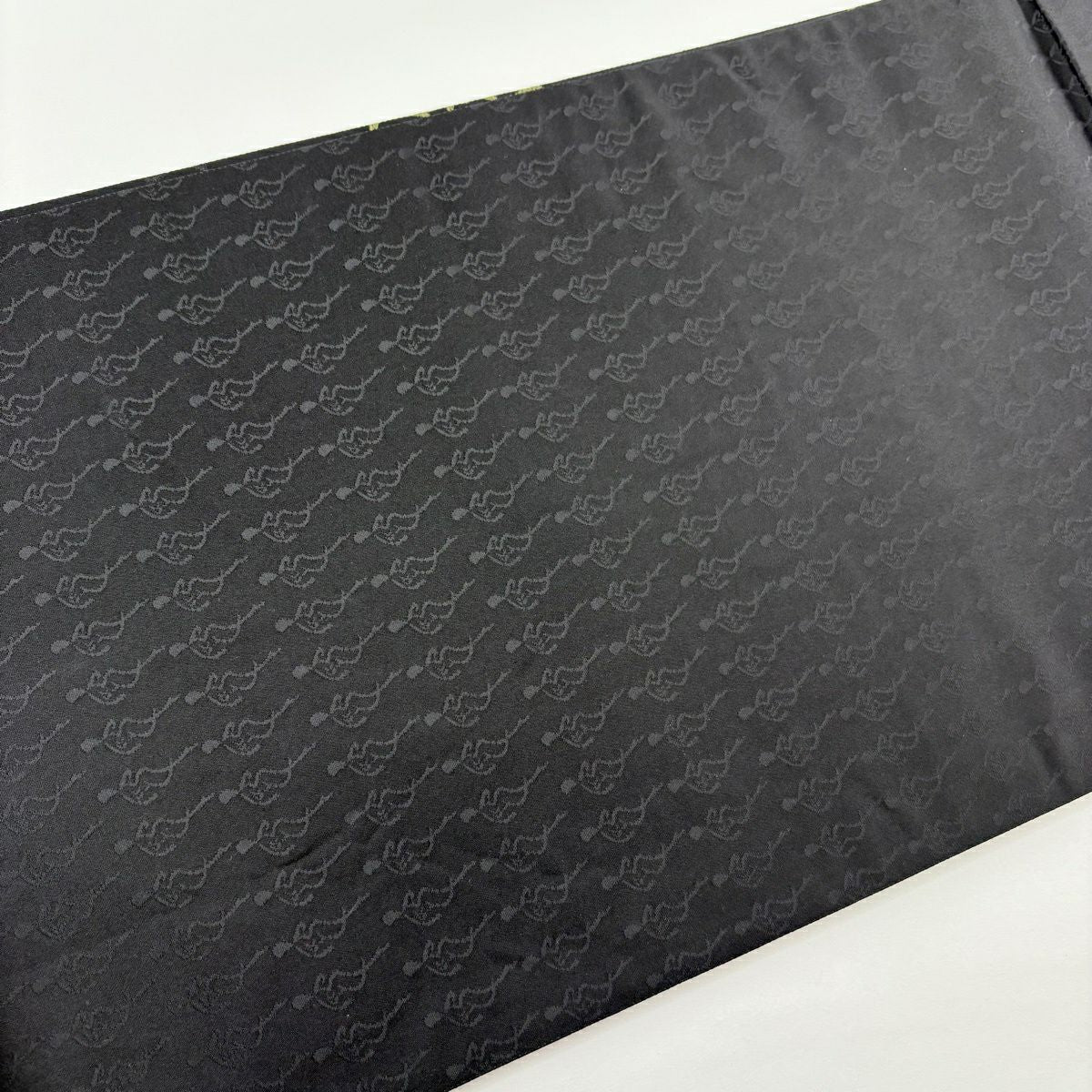 【美品】 袋帶 名品級 格子 金銀彩 黑 六通 純蠶絲