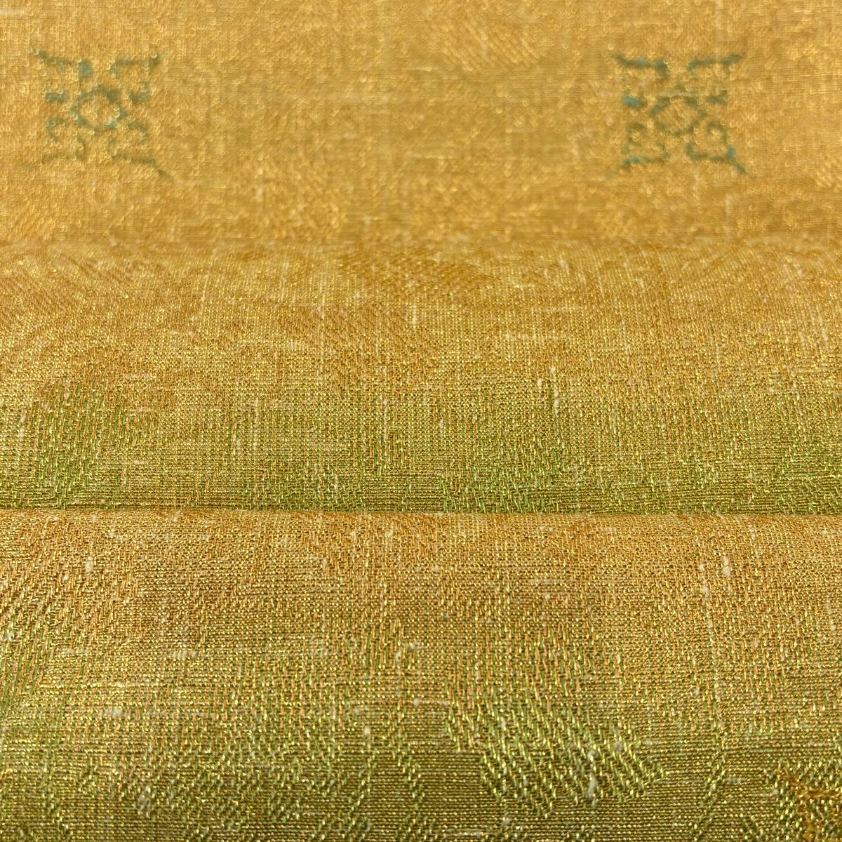 【美品】 袋帶 逸品級 桝屋高尾 有落款 年金綴錦 葡萄唐草紋 花菱 金絲 金金箔 金色 全通 純蠶絲