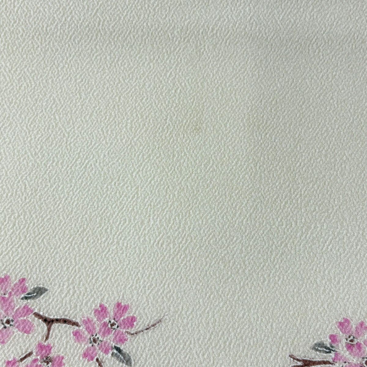 【美品】 開口名古屋帶 逸品級 落款 人物 櫻花 縮緬 純蠶絲