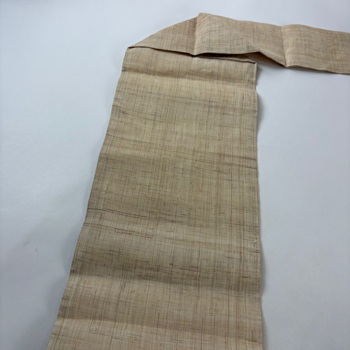 名古屋帶 逸品級 夏紬織 鳥獸戲畫 薄茶 麻
