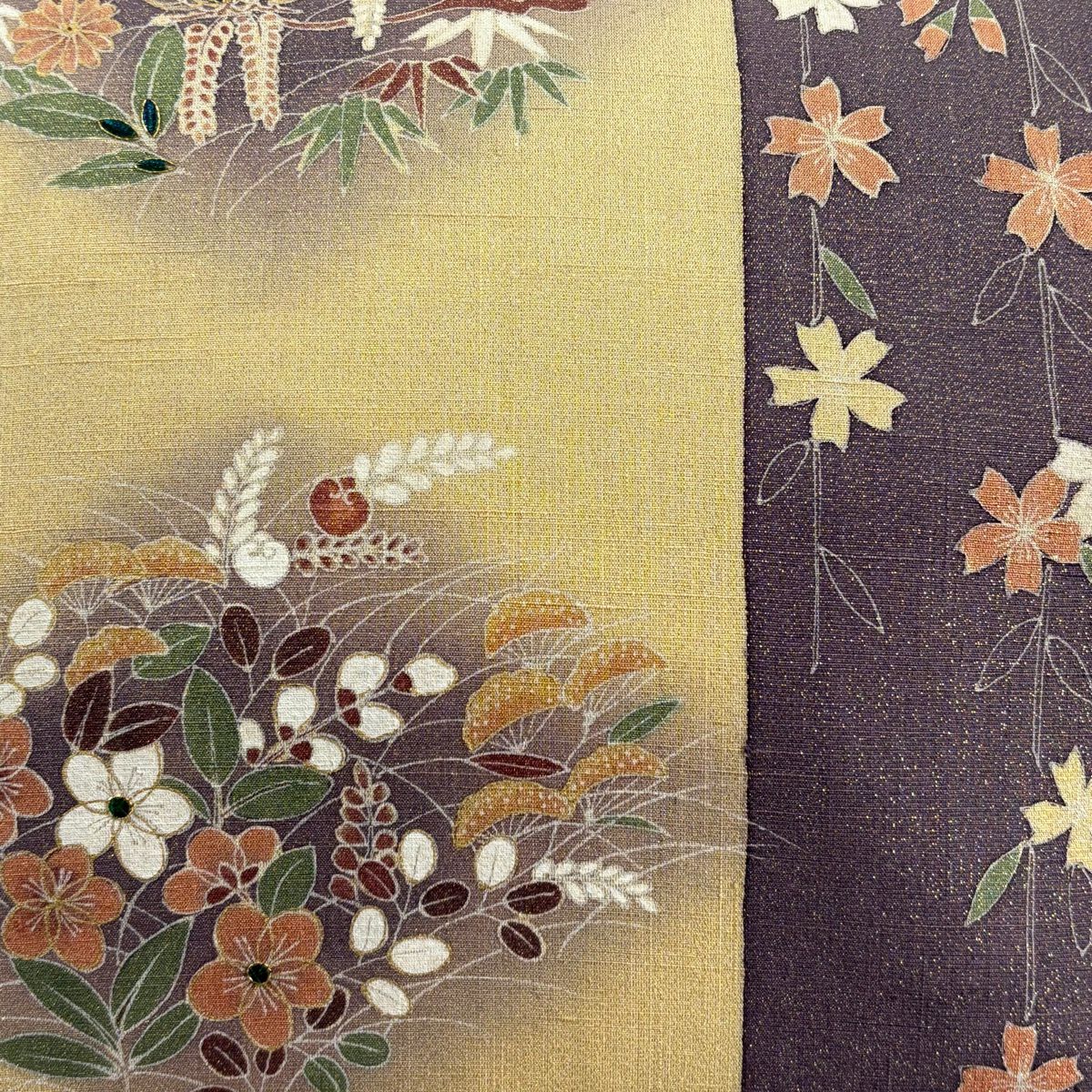 袋帶 逸品級 關西仕立 雜花 松樹竹子梅花 金通 金銀彩 米色 大鼓圖案 純蠶絲