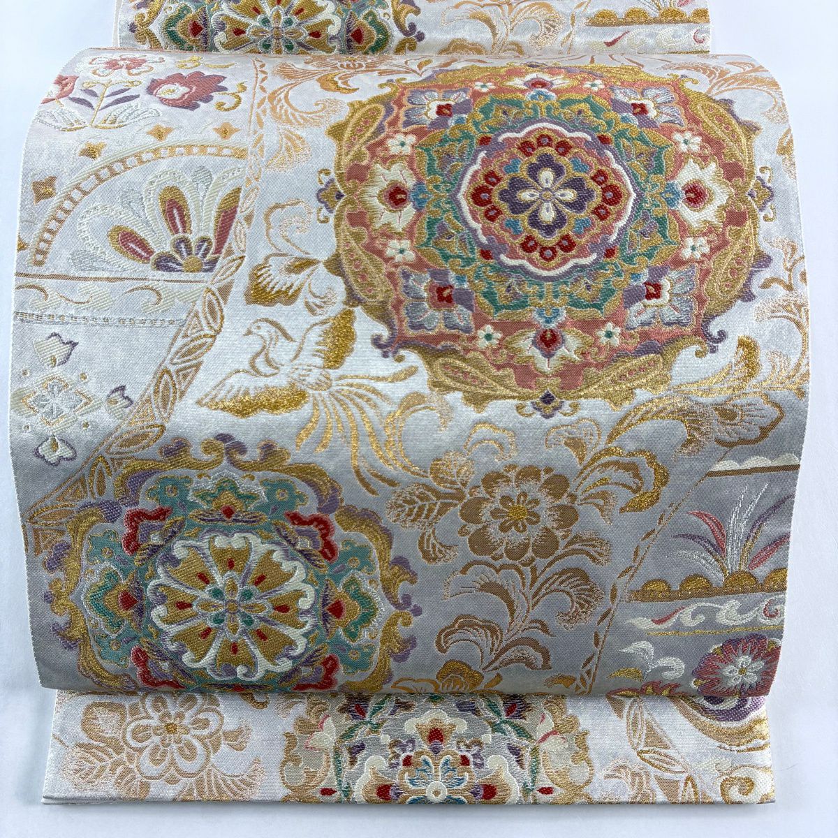 【美品】 袋帶 逸品級 證書齊全 金色 六通 純蠶絲