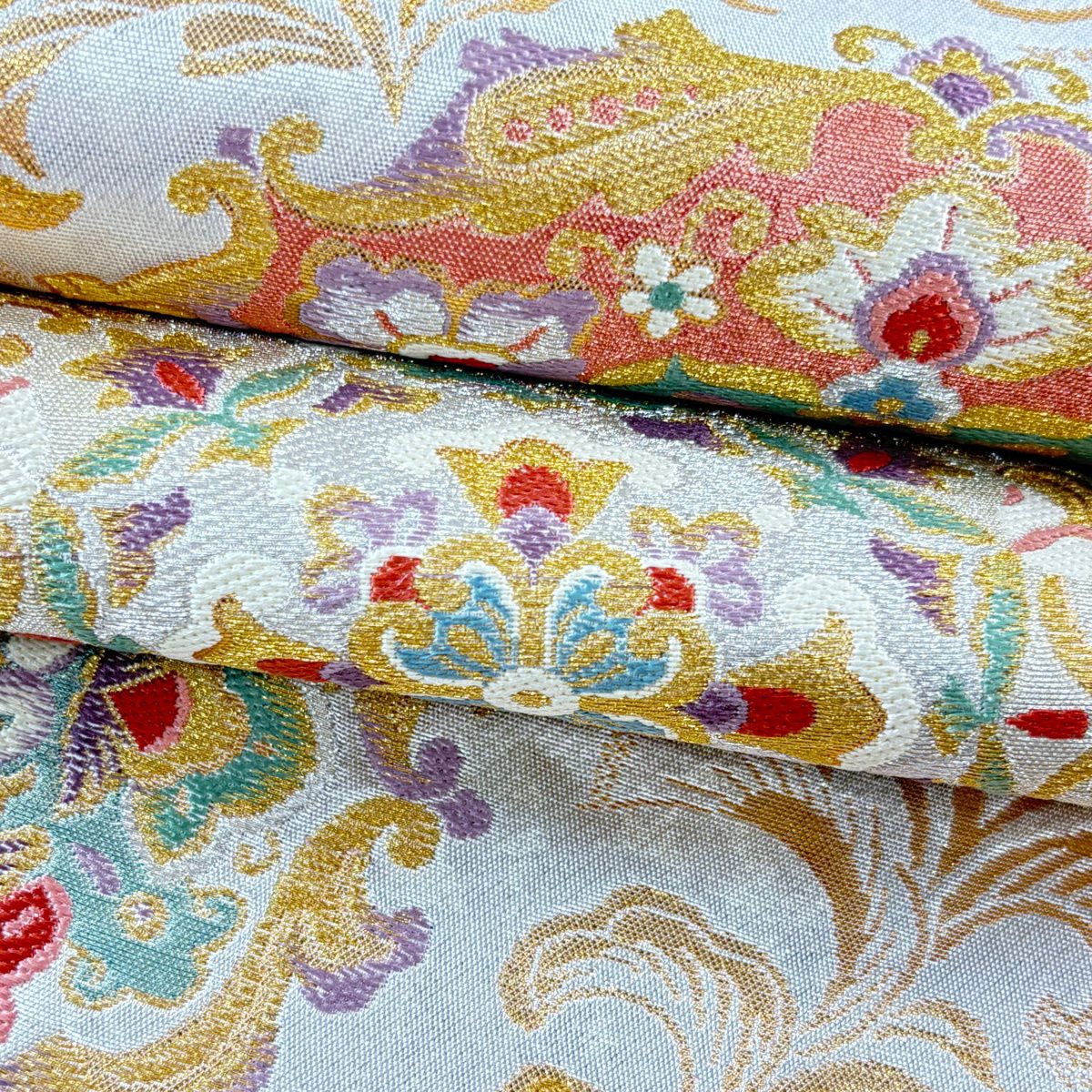 【美品】 袋帶 逸品級 證書齊全 金色 六通 純蠶絲