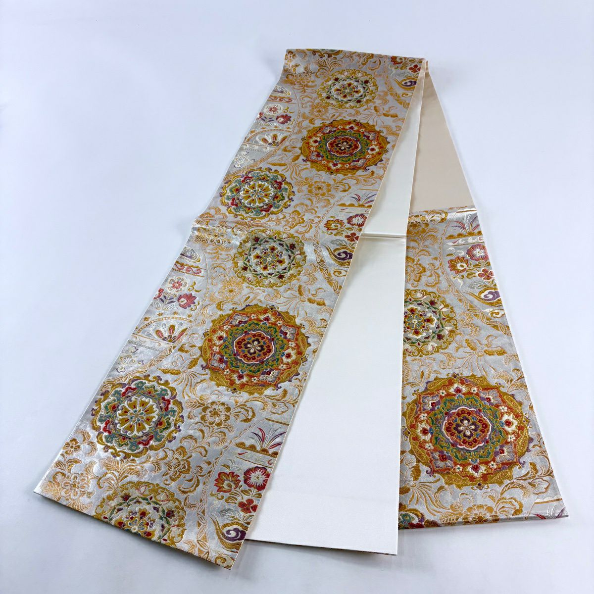 【美品】 袋帶 逸品級 證書齊全 金色 六通 純蠶絲