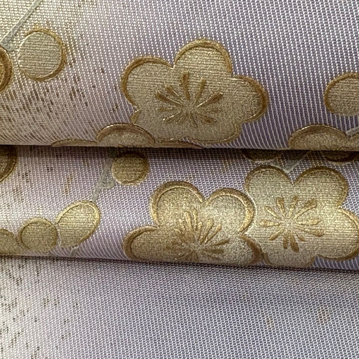 袋帶 逸品級 和田光正 落款 あり 梅花 若松樹 金銀彩 金金箔 薄紫 お太鼓柄 純蠶絲