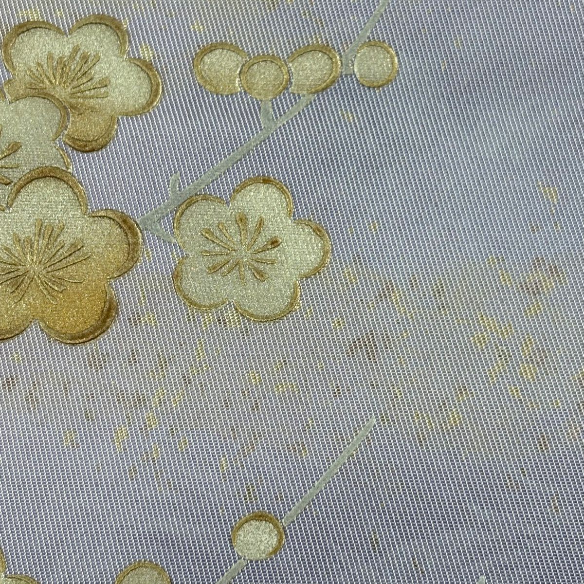 袋帶 逸品級 和田光正 落款 あり 梅花 若松樹 金銀彩 金金箔 薄紫 お太鼓柄 純蠶絲