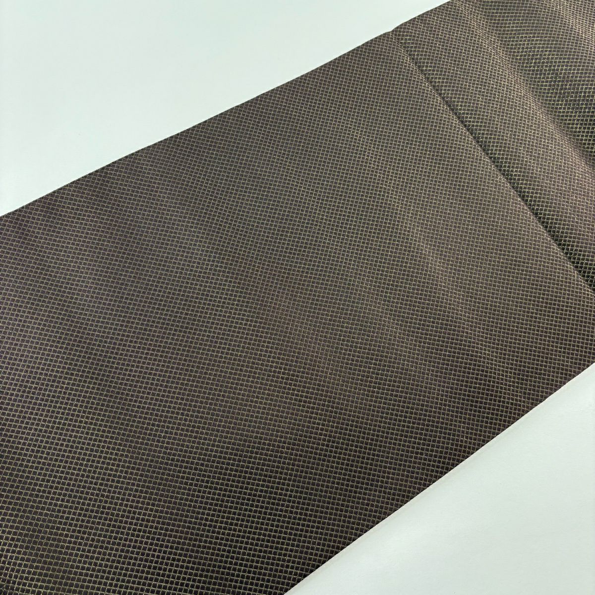 【美品】 袋帶 逸品級 誉田屋源兵衛 落款 菱文 縞紋 金絲 焦茶 六通 純蠶絲