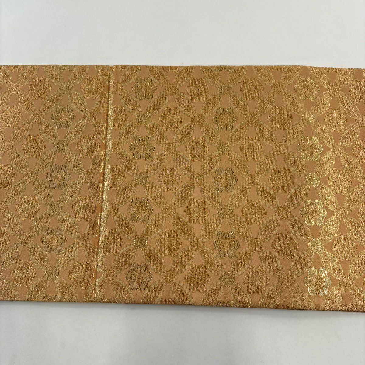 【美品】 袋帶 逸品級 華紋 紗綾形 金絲 金金箔 灰 深藍