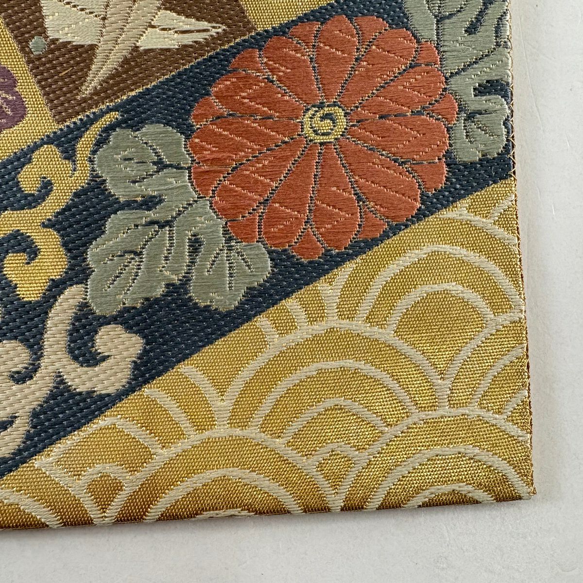 袋帶 逸品級 京藝 伊豆藏賢三謹製 花鳥 有職紋樣 金金箔 唐織 金色 六通 純蠶絲