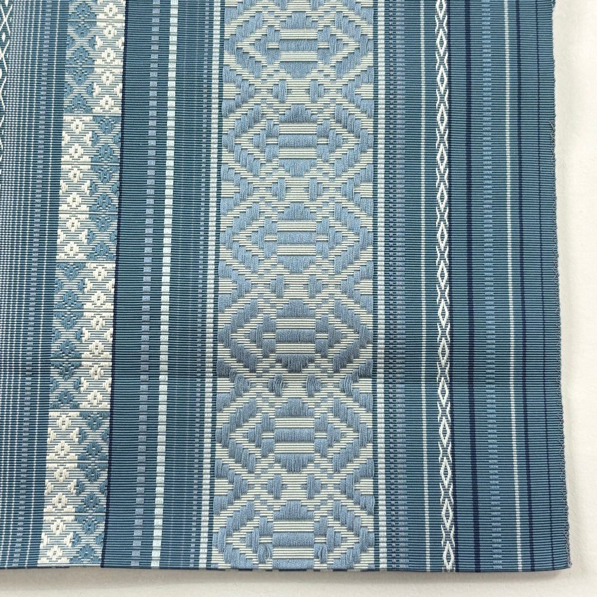 【美品】 名古屋帶 逸品級 證書齊全 八寸名古屋帶 松樹葉仕立 博多織 筑前間道 花唐草紋 青灰 純蠶絲
