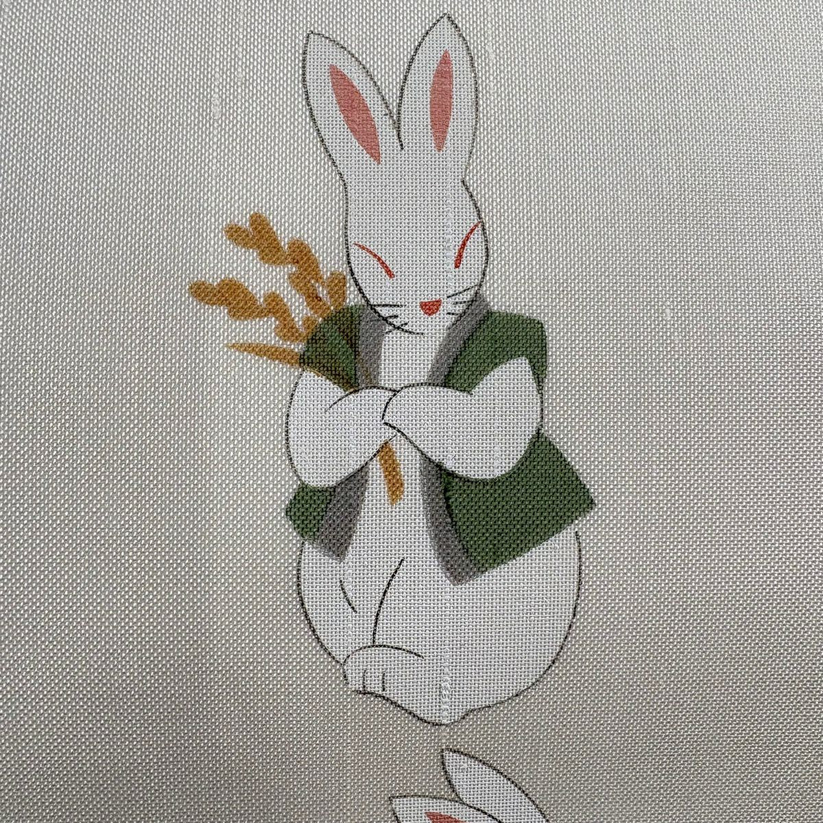 【美品】名古屋帶 逸品級 夏帶 兔子 稻子 奶油色 純蠶絲