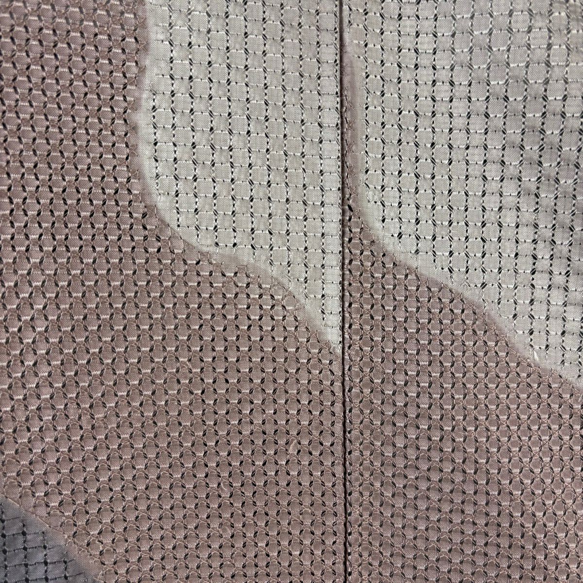 【美品】訪問服 身長175cm 袖長66.5cm M 雙層 霞 汕頭刺繡 灰紫 純蠶絲 逸品級