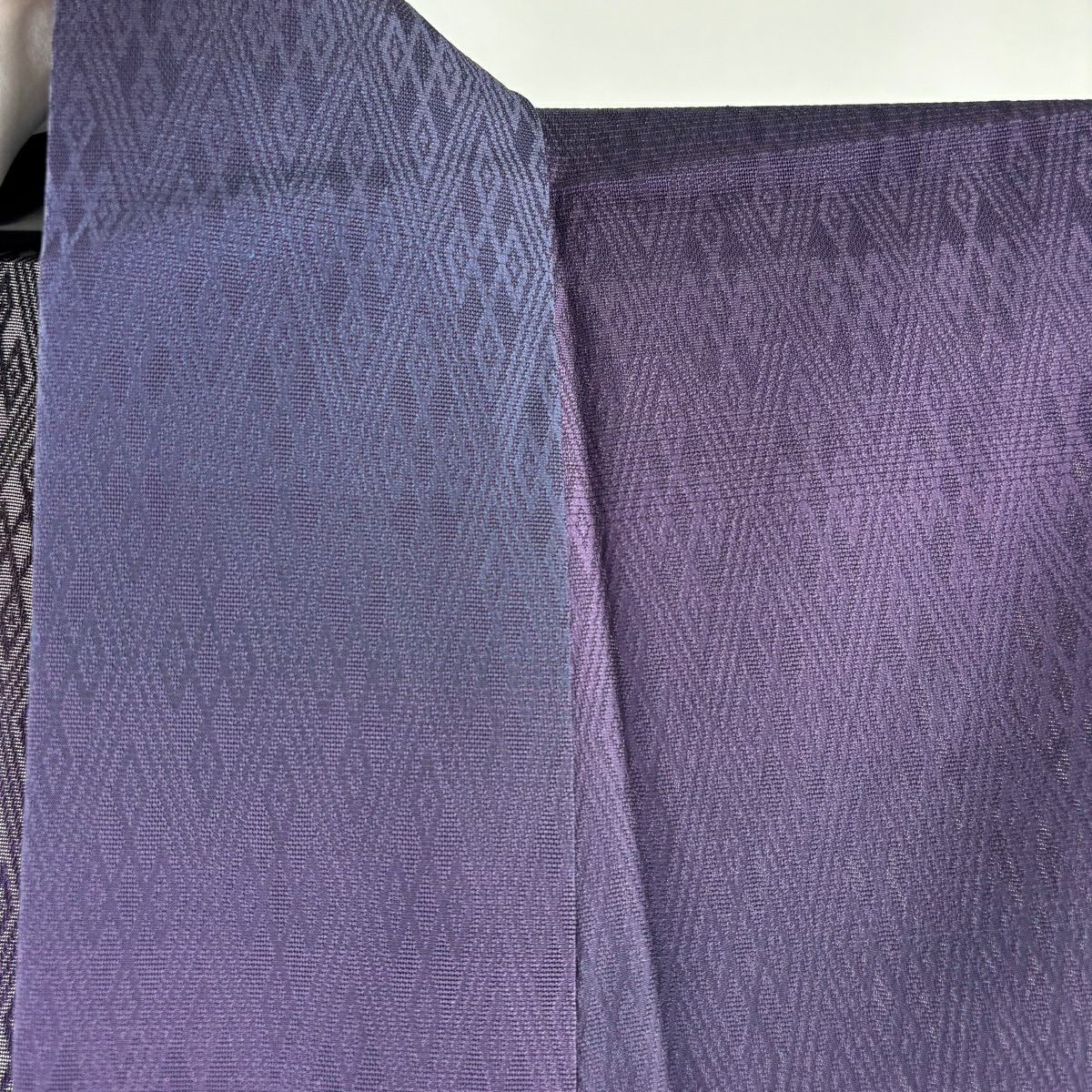【美品】 小紋 身長162.5cm 袖長65.5cm M 薄物 紗 地紋 段暈染 紫 純蠶絲 逸品級