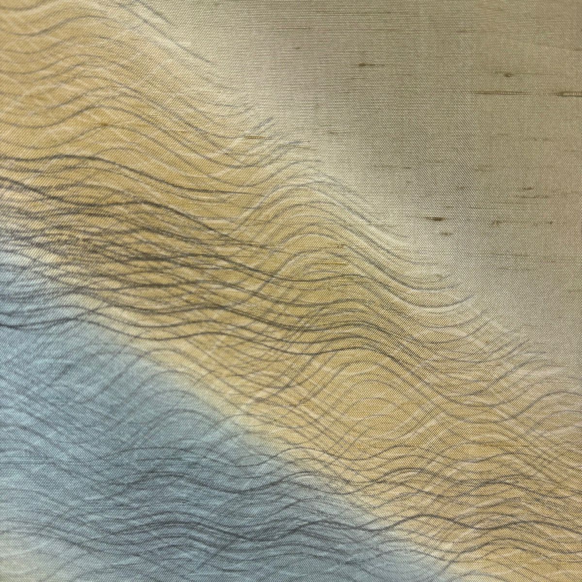 【美品】訪問服 身長164.5cm 袖長64cm M 雙層 牛首紬織織 地 落款あり 證書あり よろけ縞 ぼかし 薄茶 純蠶絲 逸品級