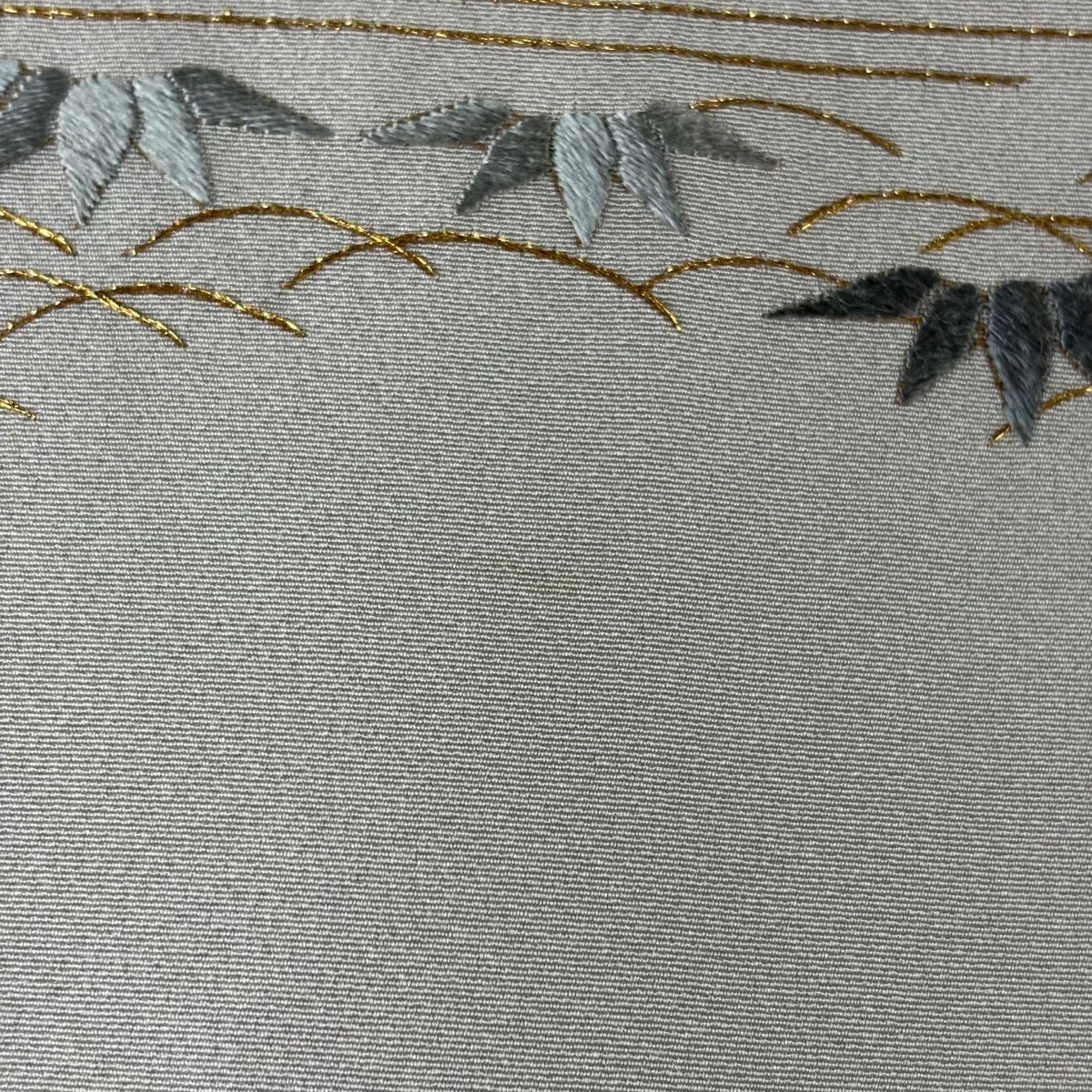 訪問服 身長159cm 袖長63cm S 雙層 建物 松樹竹子梅花 刺繡 金糸 灰茶 純蠶絲 逸品級