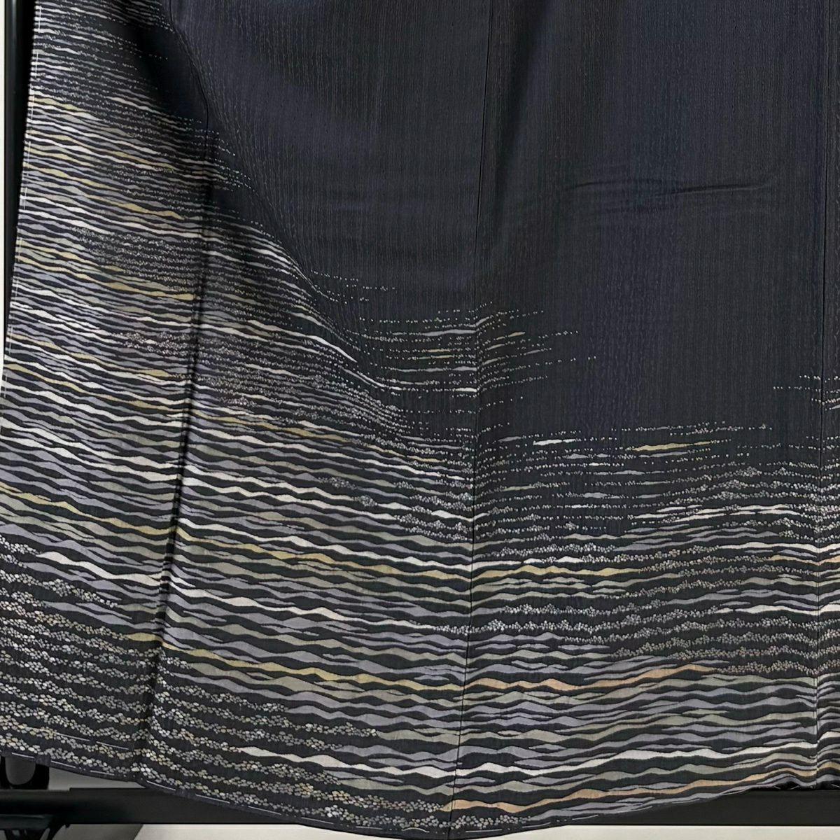 付下 身長160cm 袖長64cm M 雙層 斜條紋 深紫 純蠶絲 逸品級