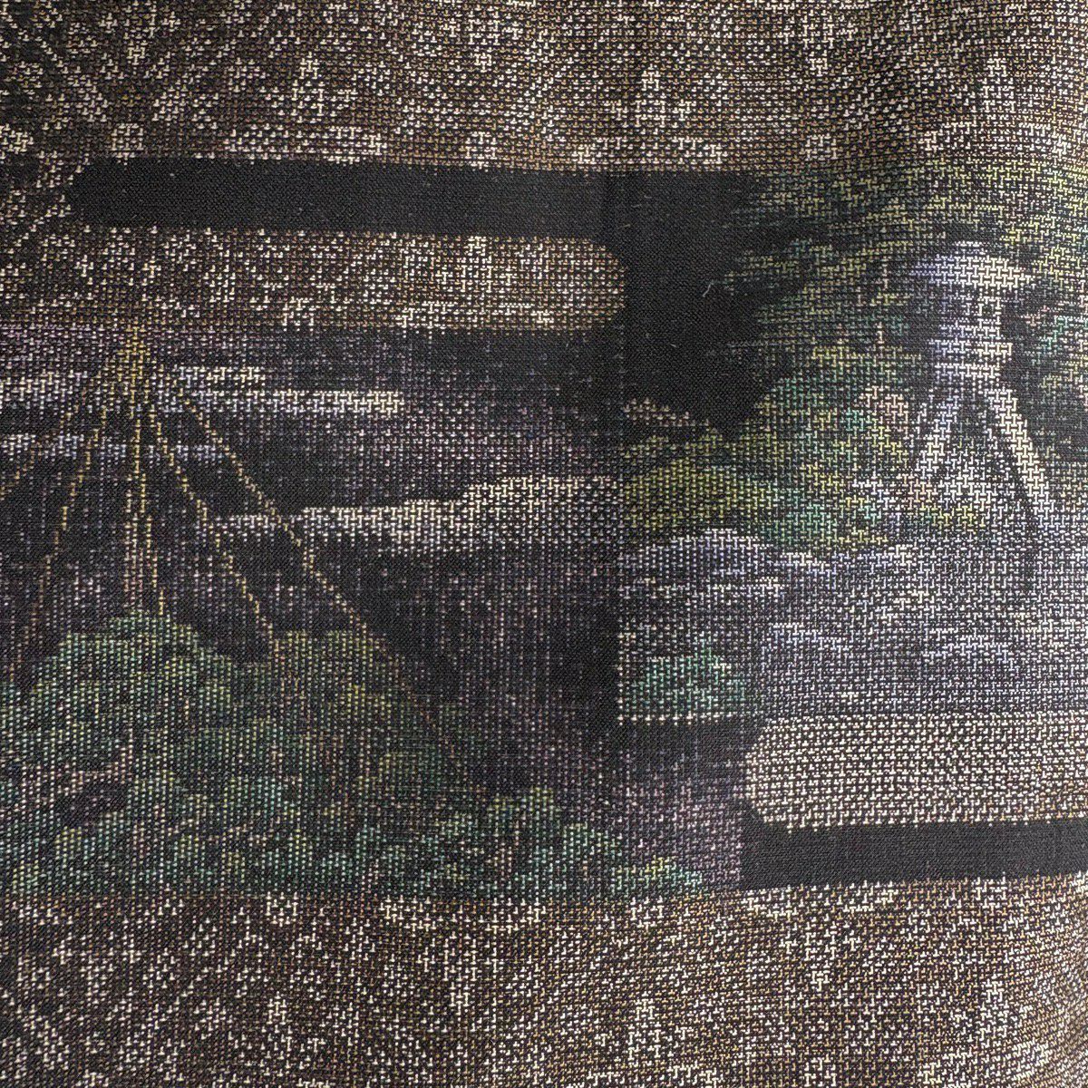 【美品】 大島紬織 身長159.5cm 袖長65cm M 雙層 ほていや 證書附帶 扇子子 花菱 茶 純蠶絲 逸品級