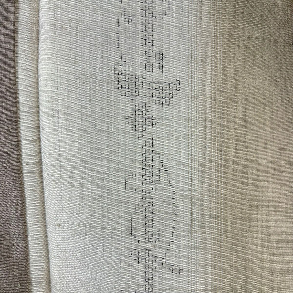 結城紬織 身長167cm 袖長68.5cm L 單層 和服 產地證明 葡萄唐草紋 灰茶 純蠶絲 逸品級