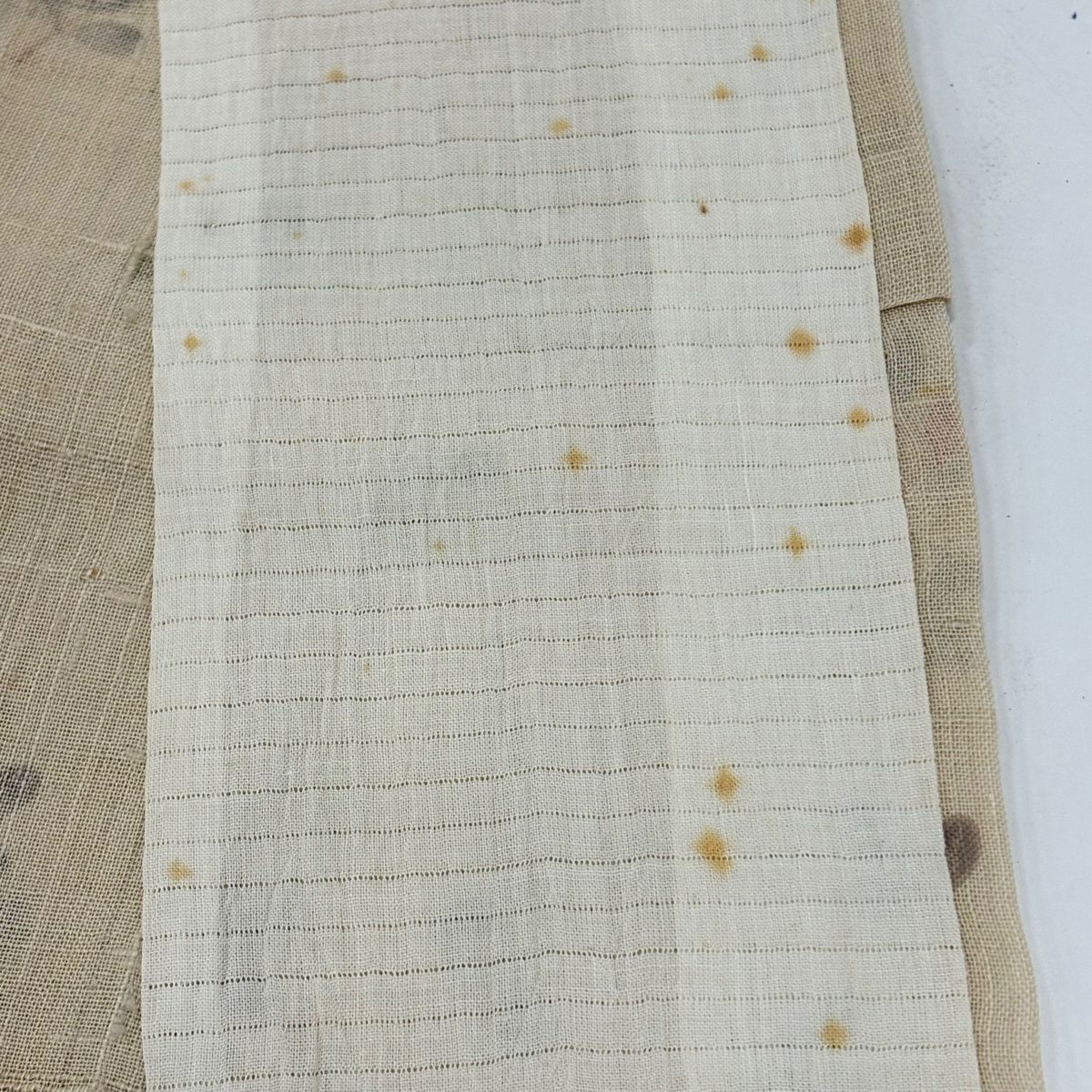 訪問服 身長155cm 袖長64.5cm M 薄物 夏紬織織 霞 雪芝 米色 純蠶絲 優品級