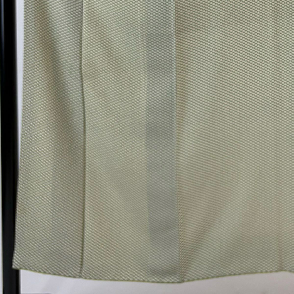 小紋 身長152.5cm 袖長62.5cm S 雙層 落款 斜格紋 綠 純蠶絲 秀品級
