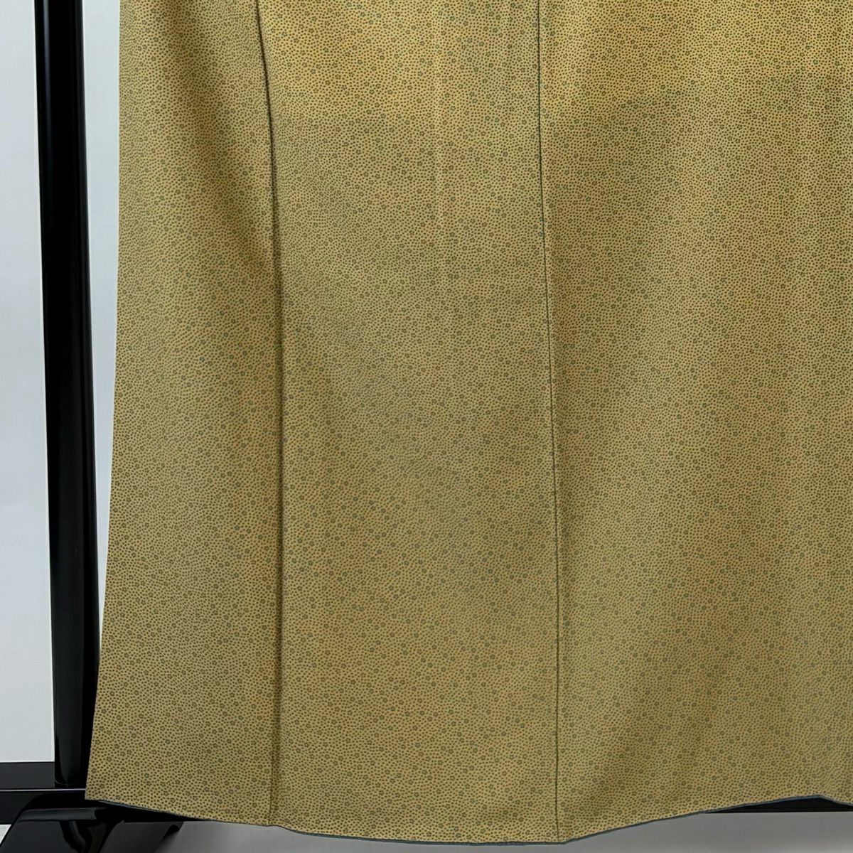 江戶小紋 身長161.5cm 袖長65cm M 雙層 小花 花瓣 淺黃土色 純蠶絲 優品級