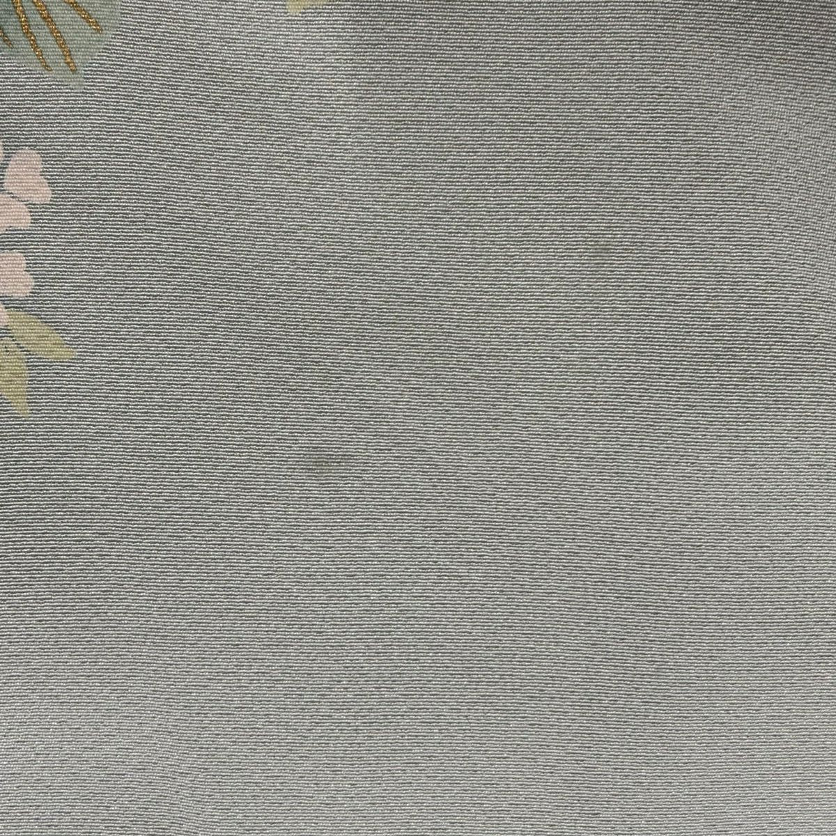 訪問服 身長165.5cm 袖長65.5cm M 雙層 草花紋紋 金銀彩 漸層 灰色 純蠶絲 優品級