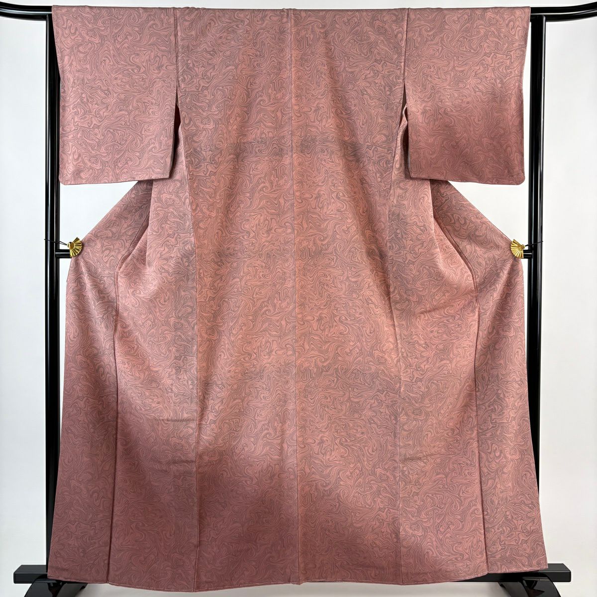 【美品】 付下 身長162cm 袖長64.5cm M 雙層 墨流し 漸層 粉紅 純蠶絲 優品級