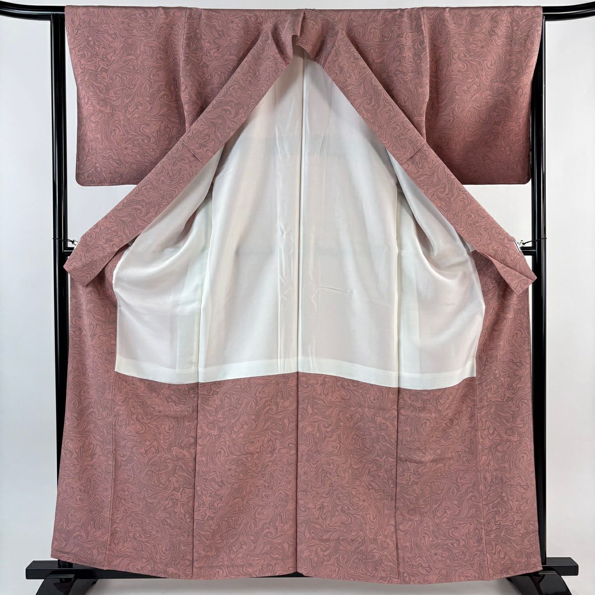 【美品】 付下 身長162cm 袖長64.5cm M 雙層 墨流し 漸層 粉紅 純蠶絲 優品級