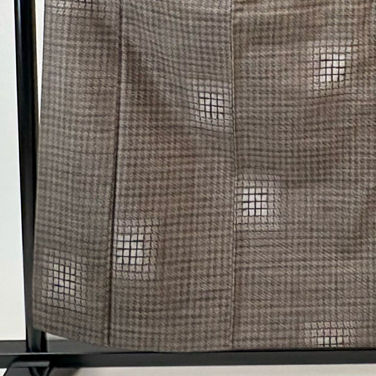 【美品】 紬織 身長158.5cm 袖長64cm M 雙層 幾何圖案 焦茶 純蠶絲 秀品級