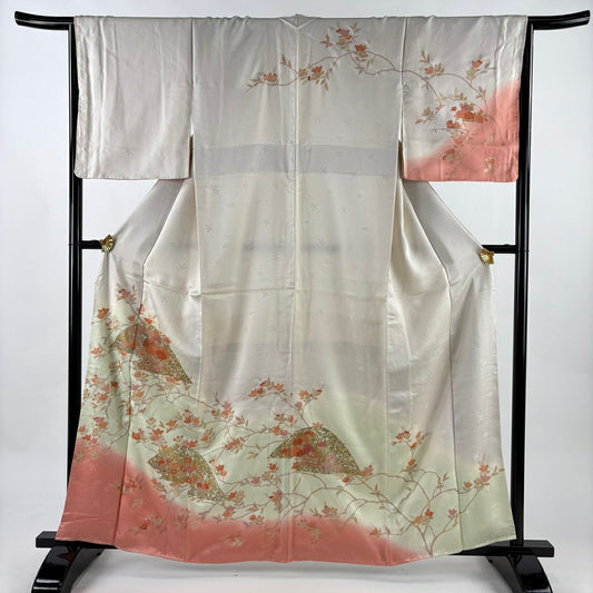 訪問服 身長161.5cm 袖長66.5cm M 雙層 花車 橘 金銀彩 漸層 灰白 純蠶絲 優品級