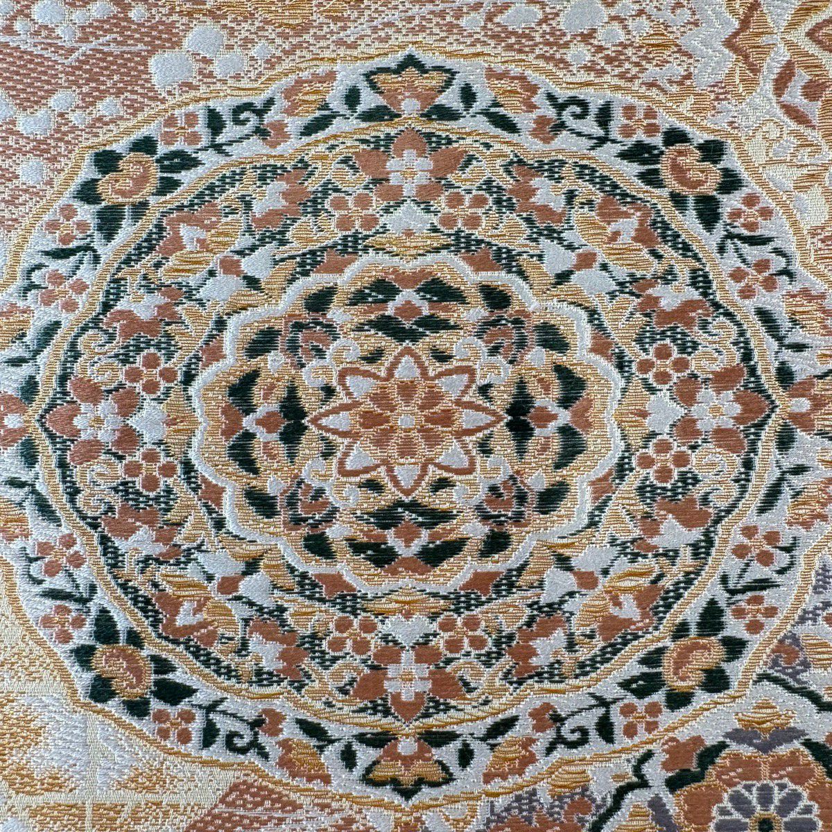 【美品】 袋帶 秀品級 證書齊全 祝華紋繪圖 花唐草紋 金絲 米色 六通 純蠶絲