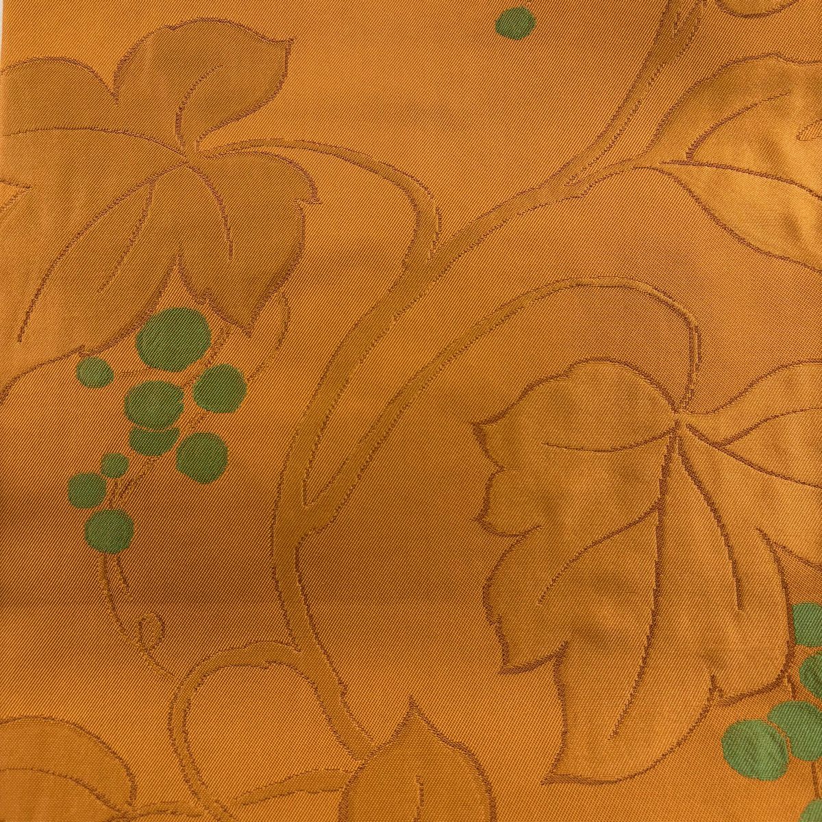 【美品】名古屋帶 秀品級 葡萄 山吹茶 純蠶絲