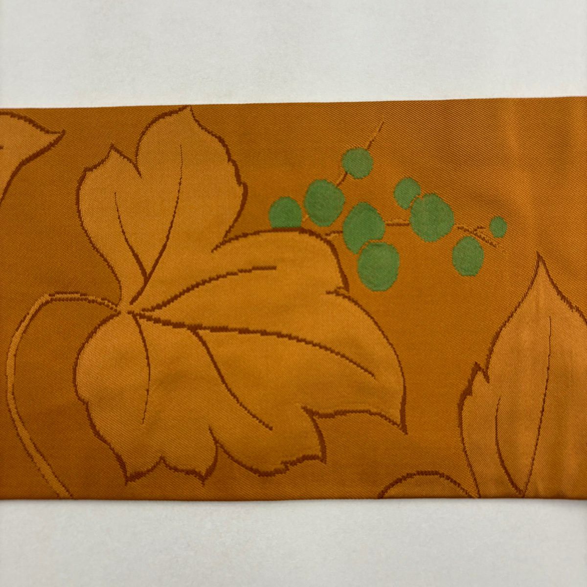 【美品】名古屋帶 秀品級 葡萄 山吹茶 純蠶絲