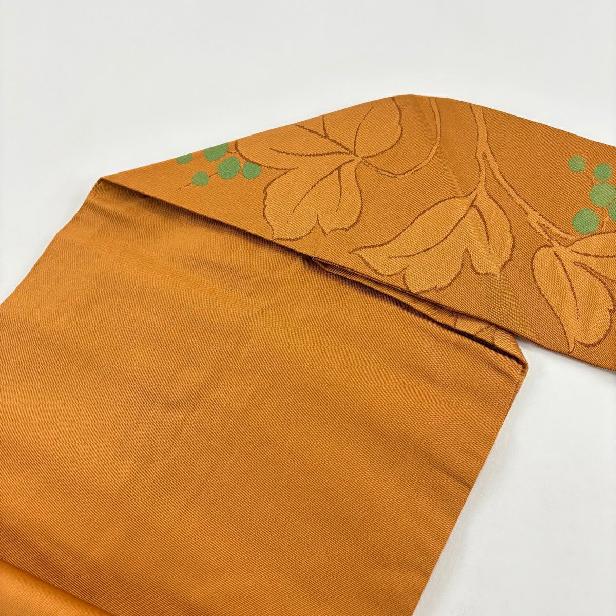 【美品】名古屋帶 秀品級 葡萄 山吹茶 純蠶絲