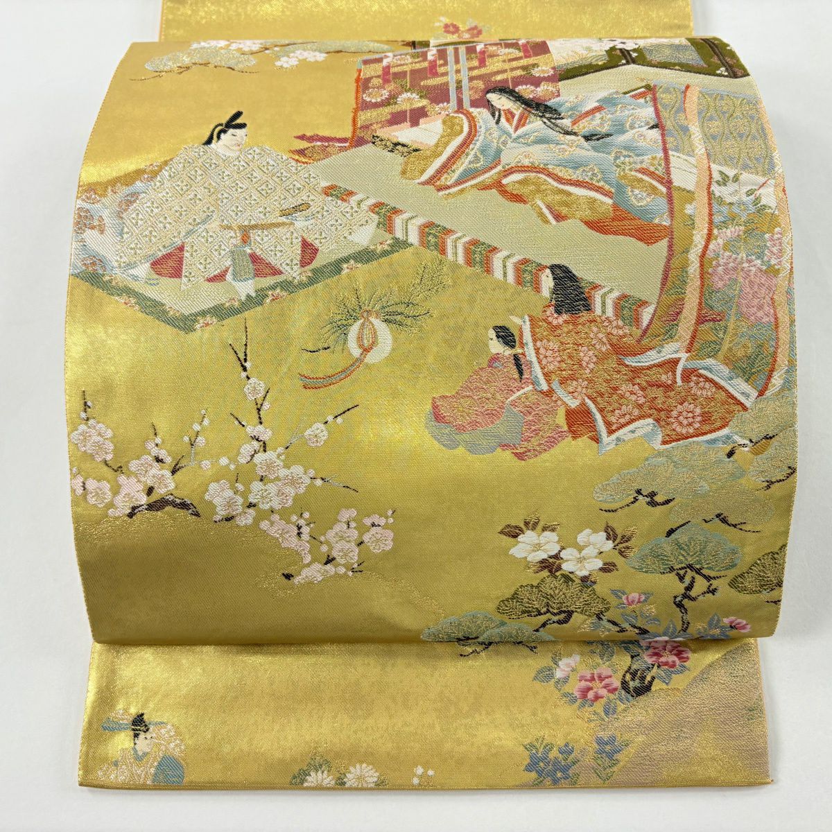 【美品】 袋帶 秀品級 證書齊全 姫 櫻花 金絲 金金箔 金色 大鼓圖案 純蠶絲