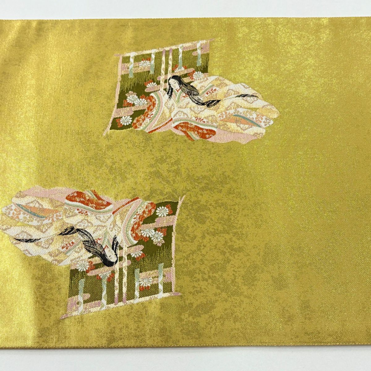 【美品】 袋帶 秀品級 證書齊全 姫 櫻花 金絲 金金箔 金色 大鼓圖案 純蠶絲